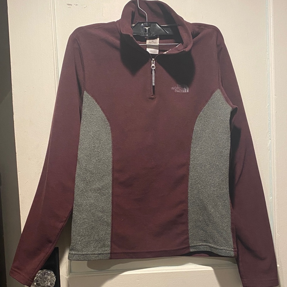 The North Face Maroon and Gray Half-Zip Pullover